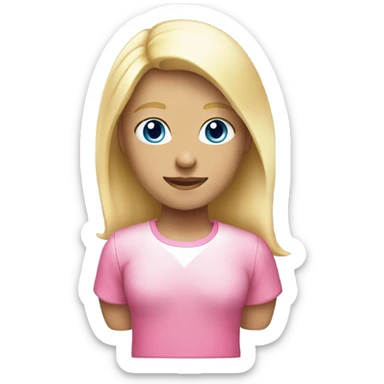 person with pink bang and blonde hair white skin and using pink shirt sticker