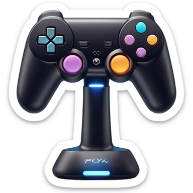 Clash of Clans aesthetic: Cinematic Playful PlayStation Move Controllers Portrait Emoji, rendered in a 3D vector-style similar to standard emojis with minimal shading and bold, simplified shapes. A compact, distinct form with signature details, softly glowing with a cutting-edge console technology charm. Simplified yet unmistakably iconic, highly detailed and consistent, glowing with a soft radiance and high shine. Stylized with a touch of technological advancement and a soft glowing outline, capturing the essence of a beloved gaming relic with a friendly, playful manner! sticker