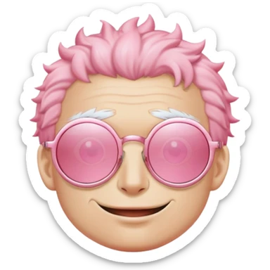 Doflamingo’s glasses are large, round, and pink with reflective, light pink lenses. The thin, delicate frames give off a flamboyant and regal vibe. sticker