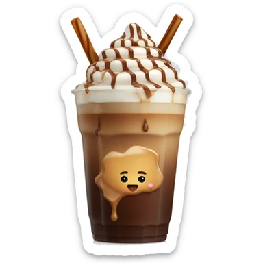 Ice coffe with milk and chocolate and caramel topping  sticker