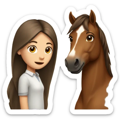 Horse and girl with brown hair  sticker