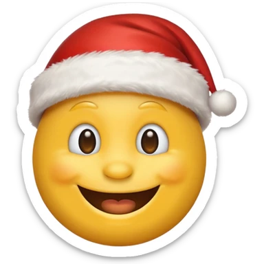 Smiling emoji with santa hat on sticker
