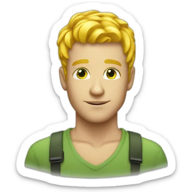 A beautiful person with yellow hair and green eyes man  sticker