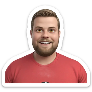 smiling boy in red shirt sticker