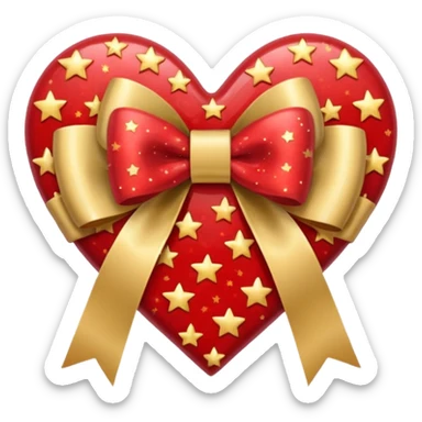 heart with stars, gold bow with heart pattern on the bow sticker