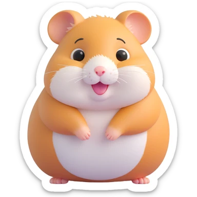 3D emoji style hamster, cute, round, expressive face, soft fur sticker