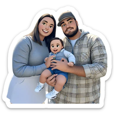 happy girl with family outdoors sticker