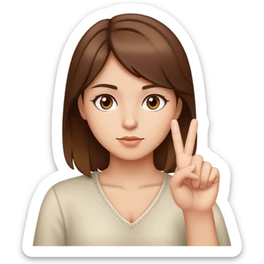 girl with brown hair and brown eyes with one middle finger up  sticker