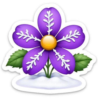 purple flower with snow sticker