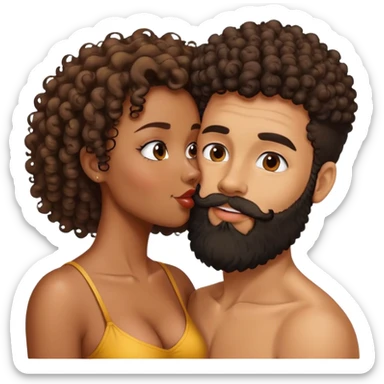 Bearded man kissing curly haired half-black woman sticker