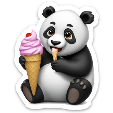 Panda eating ice cream sticker