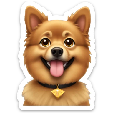 a little brown spitz with a New Year's Eve bow around his neck. sticker