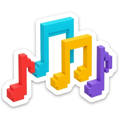 colorful and vibrant voxel-style musical notes sticker