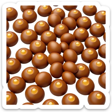 3D rendered chocolate Hong Kong egg puffs (鸡蛋仔) with distinctive spherical bubble texture, deep brown color, hyper-realistic bubbles, glossy candy-like finish, detailed texture sticker