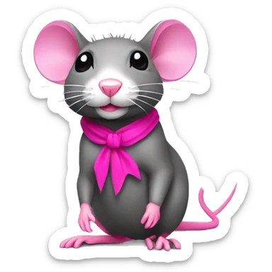 Rat wearing hot pink heals sticker