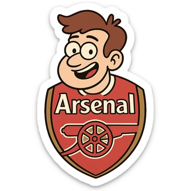 Arsenal FC logo, simplified, flat design, red and white, shield with cannon, minimalistic sports badge sticker