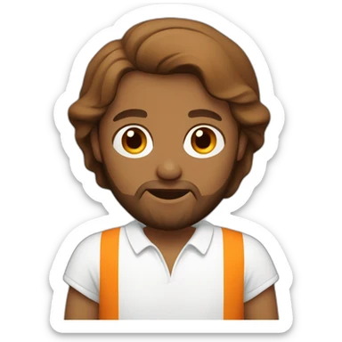 Jesus wearing a polo shirt with white orange colors sticker