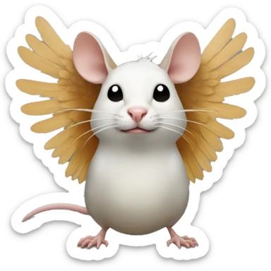 Rat with wings of a chicken and a cats head on his mouth sticker