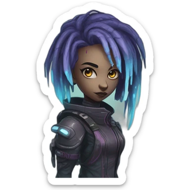 cyberpunk alien character desing scifi roguelike rpg style inspired by slay the spire digital art sticker