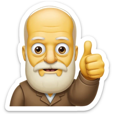Grandpa Abe Simpson's face with a bald head, long beard, giving a thumbs-upd sticker