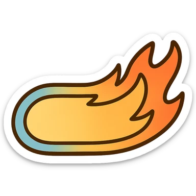 fire streak emoji, flat style, blue to orange gradient, no face, minimal, like a streak button, matching reference image sticker