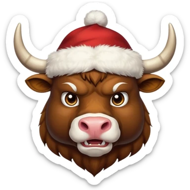 angry winter New Year's with white horns bull emoji sticker
