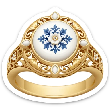 Engagement ring with plate decor sticker