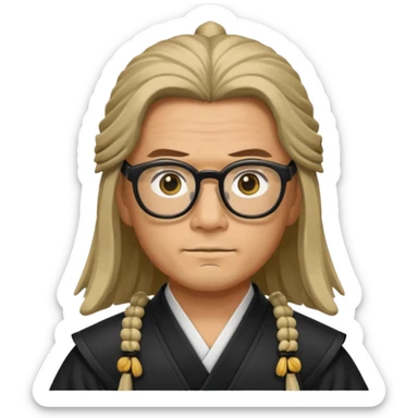 Long Haired Samurai with Glasses,Long-haired ronin adjusting black spectacles sticker