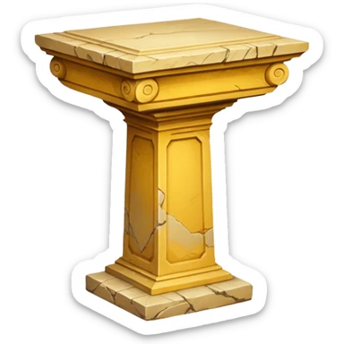 Greek yellowish old ish pedestal that’s not too long a bit short. Only 1 pedestal sticker