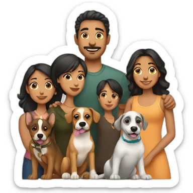 a 8 members latino family with 6 dogs sticker
