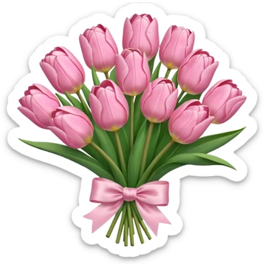 light pink tulip bouquet with light pink bow sticker