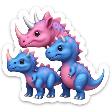 2 Dino one Triceratops cute pink kawei in love with one Blue t-Rex  one should be an triceratops  sticker