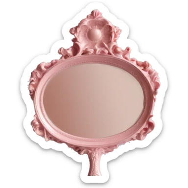 vintage rococo light pink hand mirror sticker