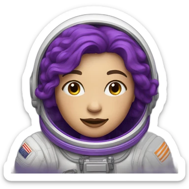 White woman astronaut with purple color sticker