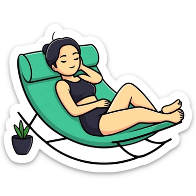 woman practicing self care, relaxing sticker
