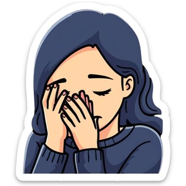 crying woman covering her face sticker