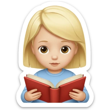 Blonde baby reading a book sticker