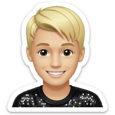 Aaron Carter with blonde hair, black sequin outfit sticker