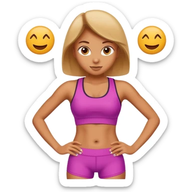 sporty woman cartoon emoji style belly abs sticker