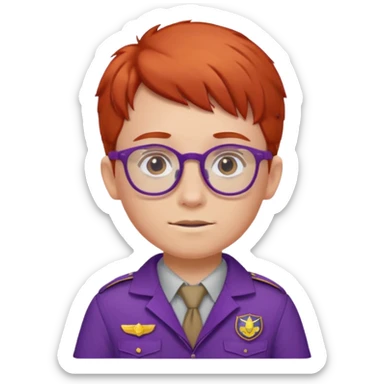 red haired scout kid with purple uniform and glassess sticker