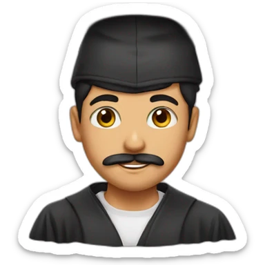 Arabic boy with mustache and graduation cap sticker