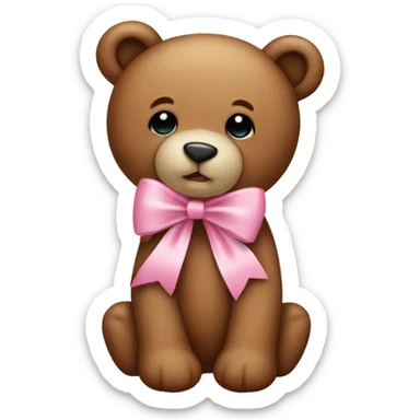 Teddy bear with a baby pink bow Christmas  sticker