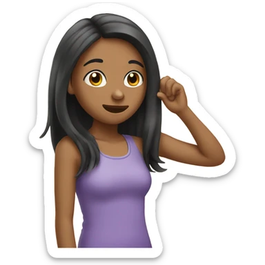 Girl tucking hair from ear  sticker