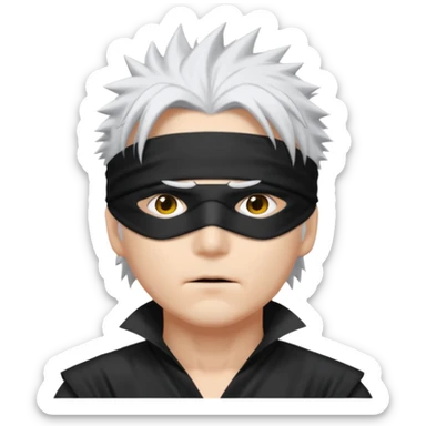 Gojo saturo with spiky hair and blind fold sticker