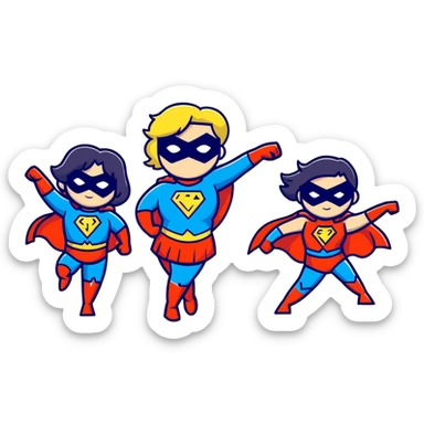 three superhero girls team posing together sticker