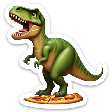 Dinasour eating pizza sticker