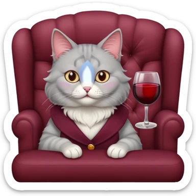 gray Cat sitting On A Couch With Wine sticker