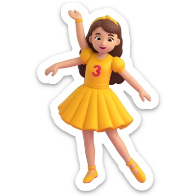 a girl dancing, 3D emoji style sticker
