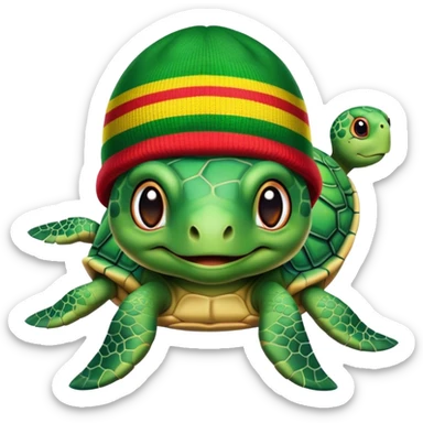 Hawaiian turtle wearing a rasta beanie.  sticker