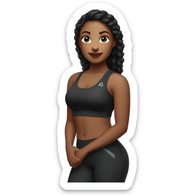 beautiful woman with a curvy body in sportswear a crop top and leggings sticker
